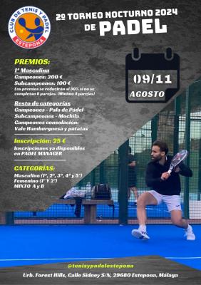 poster torneo 2º TORNEO NOCTURNO VERANO 2024