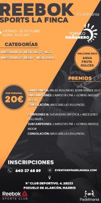 poster del torneo TORNEO MAÑANERO PADELMANIA VIERNES 22 OCTUBRE