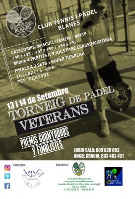 poster del torneo TORNEIG DE PADEL VETERANS