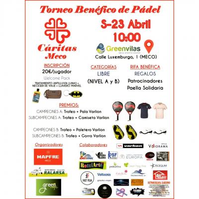 poster del torneo TORNEO DE PÁDEL SOLIDARIO EN FAVOR DE CÁRITAS MECO