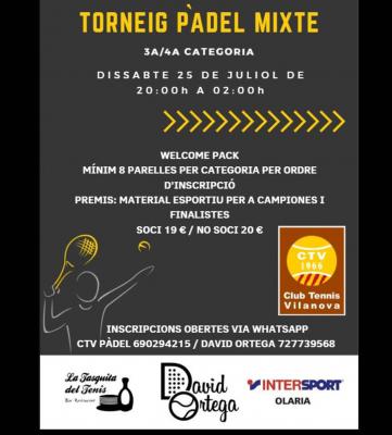 poster del torneo TORNEIG PADEL MIXTE