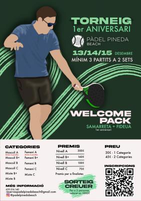 poster del torneo TORNEO 1ER ANIVERSARIO PADEL PINEDA BEACH