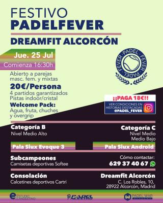 poster del torneo FESTIVO PADEL FEVER - ABIERTO A PAREJAS MASC, FEM Y MIXTAS