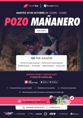 poster torneo POZO MAÑANERO NIVEL ABIERTO PLANET PADEL