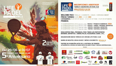 poster del torneo 5º ANIVERSARIO LIFE PADEL