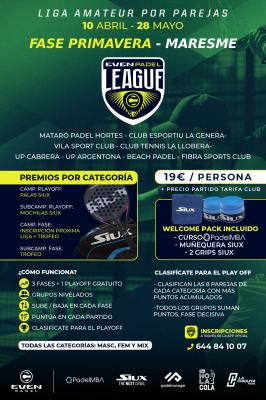 poster torneo EVEN PADEL LEAGUE MARESME