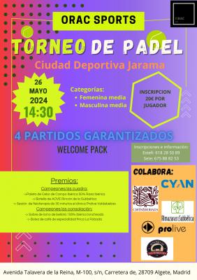 poster del torneo TORNEO DE PADEL ORAC SPORTS