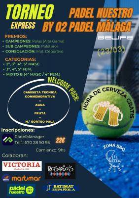 poster torneo TORNEO PÁDEL NUESTRO BY O2 PÁDEL MÁLAGA