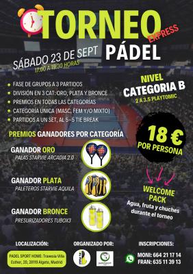 poster del torneo ¡ÚLTIMA PLAZA PARA CERRAR! - TORNEO EXPRESS PADEL BITEPADEL - CATEGORÍA B/NIVEL MEDIO